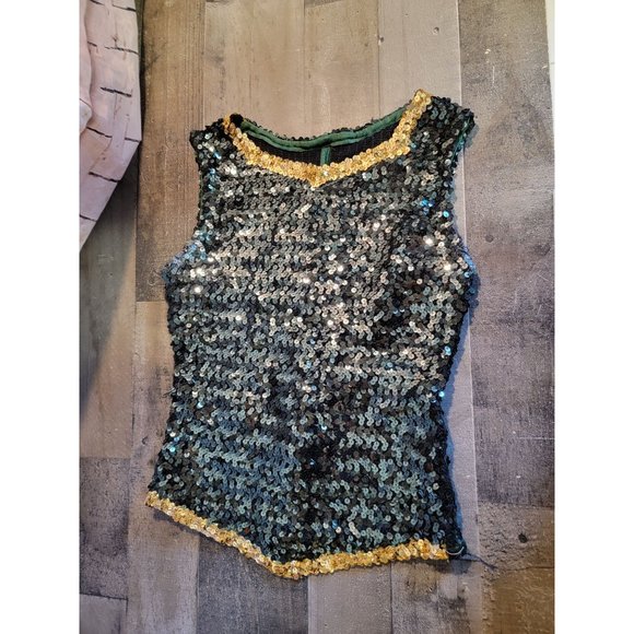 Varsity spirit fashions green sequin corset vest? - Picture 1 of 6